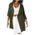 thumbnail image 4 of Scyoekwg Fashion Coats for Women Roll Up Turn-Down Cardigan Pockets Jackets Outwear Loose Casual Long Sleeve Solid Color Lightweight Coats (Army Green,XL), 4 of 8