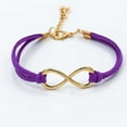 thumbnail image 4 of Women's Leather Cord Bracelet with Symbol 8 Charm Alloy Electroplated Letter Number Text Fashion Jewelry in Red Yellow, 4 of 5