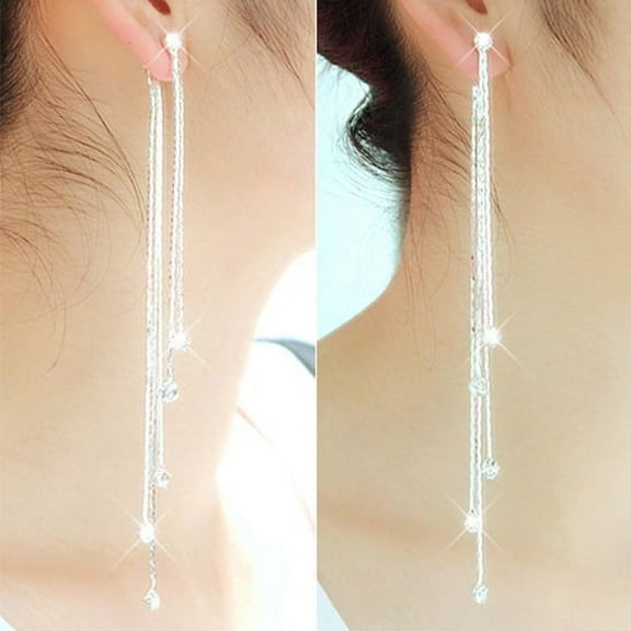 Soumake Women'S Rhinestone Super Long Tassels Drop Dangle Cocktail Party Linear Earrings Fashion
