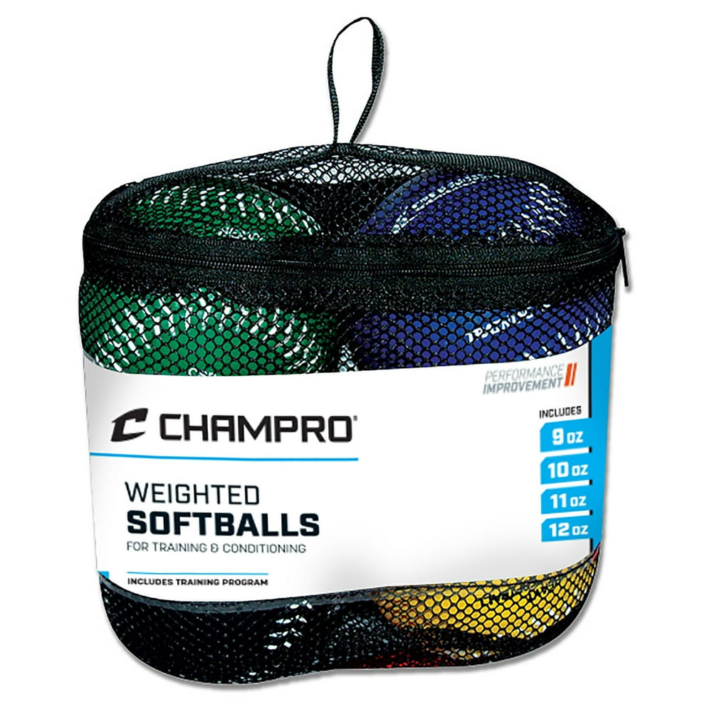 CHAMPRO SPORTS Training Softballs, Weighted Leather Balls, Set of 4