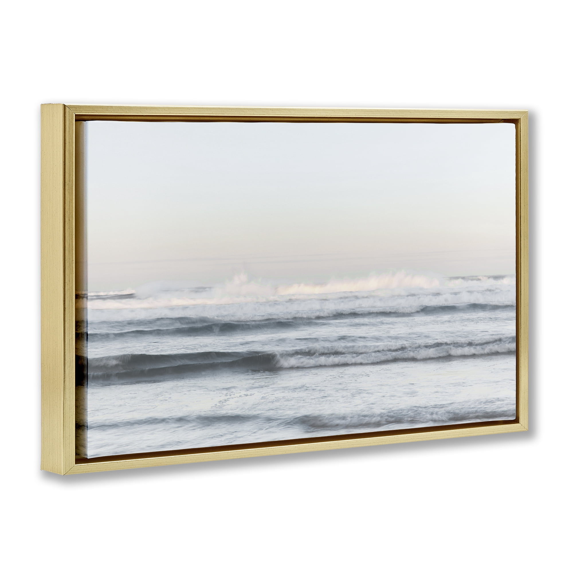 Stupell Industries Serene Ocean Waves Calmness Gold Framed Floater Canvas Wall Art, design by Melissa McClain