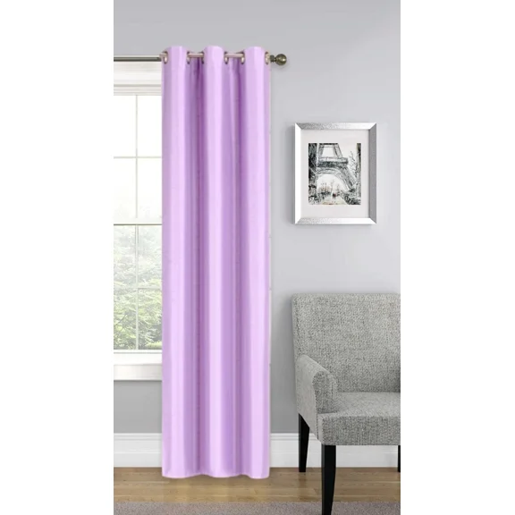 Gorgeous Home Linen (#32) Hotel Quality Silver Grommet Top, Faux Silk Blackout Window Curtain 108" L Lilac Lavender 1-Panel