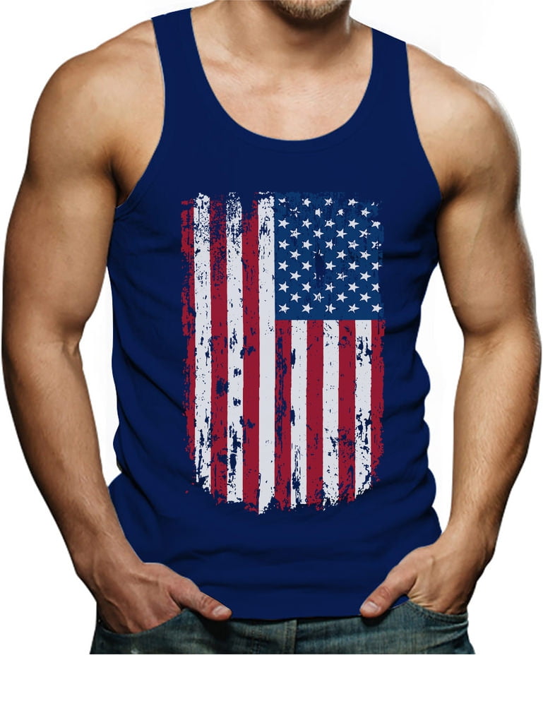 Big American Flag Tank Vintage 4th of July USA Flag Tank Top Men's