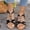 Black, variant on Women's Bohemian Beaded Wedge Sandals Crisscross Straps Open Toe Roman Shoes Beach Vacation Daily Commute Shopping Casual Footwear Black 35