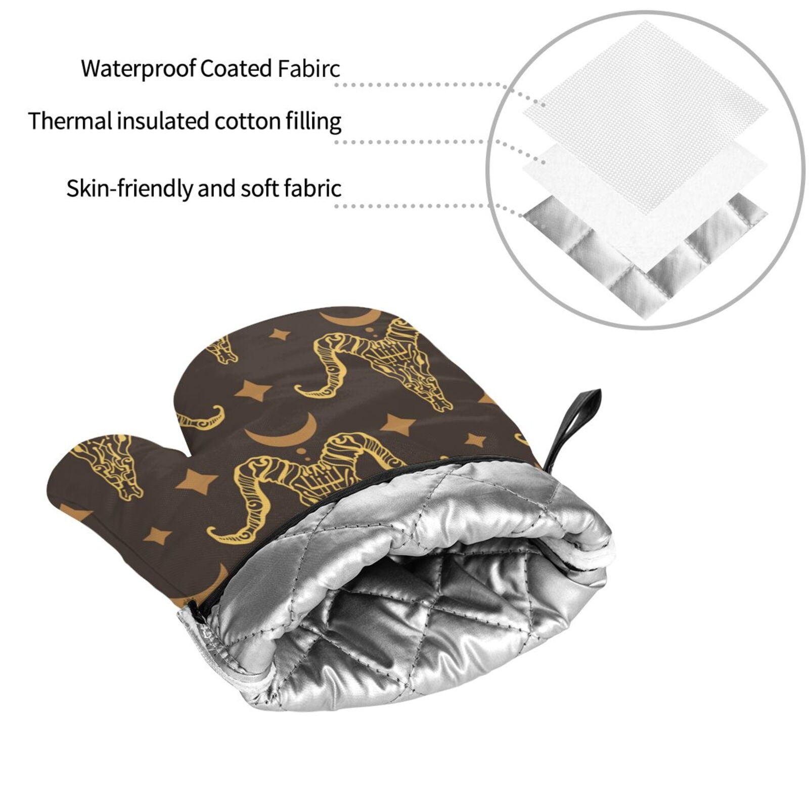 Boho Animal Goat Skull 4Pcs Oven Mitts and Pot Holders Sets Oven Kitchen Gloves Hot Pads for Cooking BBQ Baking Grilling
