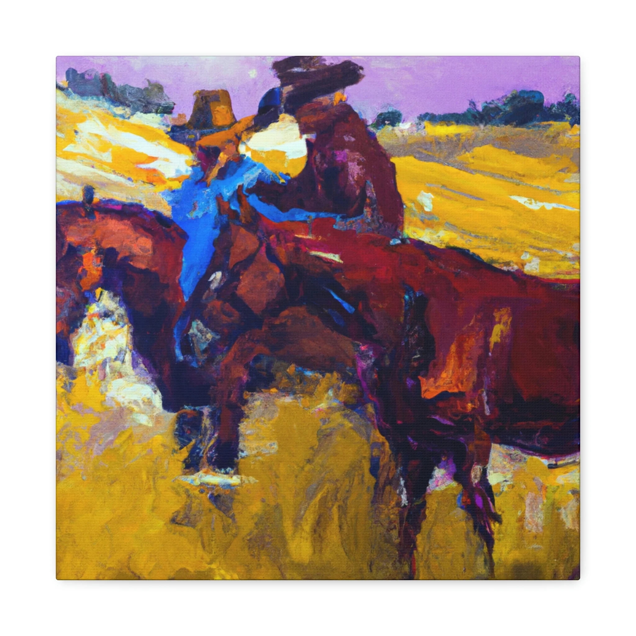 Grazing Horses Impression. Canvas