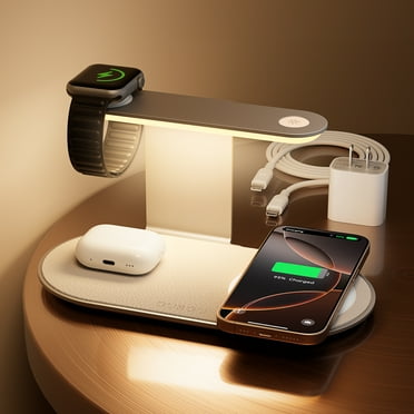 GUSGU 3 in 1 Charging Station for MagSafe Wireless Charger with Three-Level Night Light