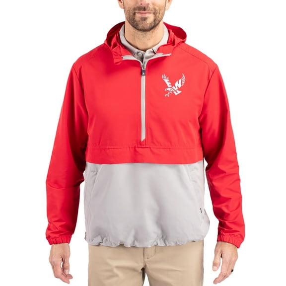 Men's Cutter & Buck Red Eastern Washington Eagles Charter Eco Recycled Half-Zip Anorak Jacket