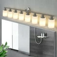 thumbnail image 2 of Holaki 52" Modern 8-Light Vanity Wall Sconce, Brushed Nickel Finish with Frosted Glass Shades for Bathroom or Hallway Lighting (E26, No Bulbs Included), 2 of 9