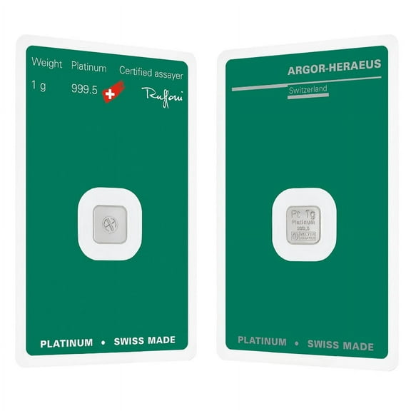 1 Gram Platinum Bar - Argor-Heraeus .9995 Fine (in Assay)