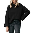 thumbnail image 2 of EGNMCR Chandails pour Femmes Mode Hiver Couleur Unie Manches Longues Col Montant, Cadeaux pour Femmes, 2 of 6