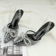 thumbnail image 2 of JENN ARDOR Women's Low Heels Slingback Bow Kitten Pumps Rhinestone Dressy Shoes, 2 of 5