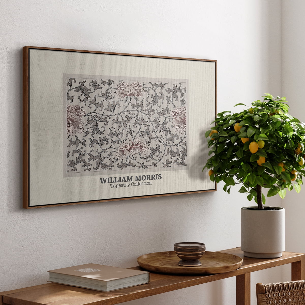 Vintage Abstract Print-XLVI Framed in Walnut Wood Gallery Wrapped Canvas 27 in. x 41 in.