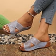thumbnail image 5 of HNMKIU Beach Sandals Fashion Open Toe Slides with Rhinestone Summer Casual Platform Style for Indoor Outdoor Comfort Lightweight Womens Beach Shoes Sky Blue,8.5, 5 of 9