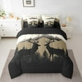 thumbnail image 3 of Manfei Black Elk Deer Moose 7pcs Bedding Comforter Set, Western Animal Wildlife Queen Bedding Sets, Rustic Lodge Cabin Reversible Queen Sheet Sets, Microfiber Bedroom Decor, 3 of 8