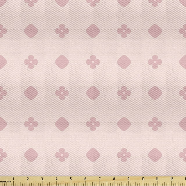 Abstract Upholstery Fabric by the Yard, Geometric Forms Inspired Medieval Victorian Symbolic Royal Rococo Pattern, Decorative Fabric for DIY and Home Accents, Rose and Blush by Ambesonne