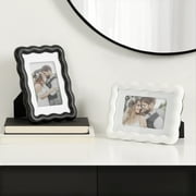Mainstays 5 x 7 Black Wavy Tabletop Picture Frame, Fits 3.5 x 5 Photo with Mat