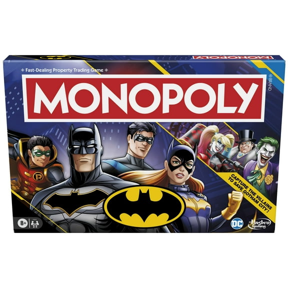 Monopoly Batman Edition Board Game | 2 to 4 Players | Family Strategy Games for Kids and Adults Set | Ages 8 