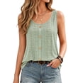 thumbnail image 2 of MOYIKO Tank Tops for Women Eyelet Crew Neck Sleeveless Tops Dressy Casual Trendy Flowy Summer Shirts Loose Fit, 2 of 7