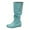 Mint Green, variant on Slouchy Boots for Women Hidden Wedge Low Heel Retro Leather Round Toe Adjustable Button Fold Over Mid Calf Booties