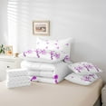 thumbnail image 6 of Homewish Peach Blossom 7pcs Bedding Comforter Set,Rustic Flower Queen Bedding Sets,Purple White Queen Sheet Sets For Girl Kids,Ultra Soft Home Decor Reversible, 6 of 8