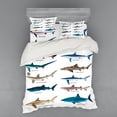 thumbnail image 2 of Ambesonne Fish Bedding Set 3 Pcs, Cartoon Shark Types Wild, Twin, Multicolor, 2 of 3