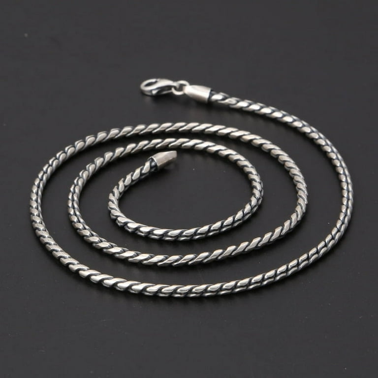 Wollet S925 Sterling Silver Chain Necklace for Men，Width：2.5mm