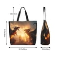 thumbnail image 5 of Pofeuu Castle Cool Fire Dragon Print Reusable Grocery Bags - Washable, Foldable, Packable Tote, Large Handles, Heavy Duty, Zippered Top Pouch, 5 of 8