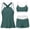 Navy, variant on Busydd 3 Piece Swimsuits for Women Beach Fashion Colorblock Bathing Suits Round Neck Tanks Bras and Shorts Swim Suit S