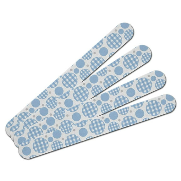 Gingham Blue Picnic Western Birthday Double-Sided Nail File Emery Board Set 4 Pack
