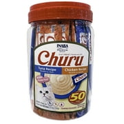 INABA Churu Creamy, Lickable Wet Cat Treats, 0.5 oz, 50 Tubes, Tuna & Chicken Variety Pet Treat