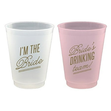 Reusable Frost Flex Cups I'm The Bride & Bride's Drinking Team - 8 Piece Set, 16oz