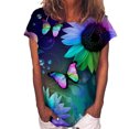 thumbnail image 1 of Blusa informal de manga corta con cuello redondo y estampado de verano a la moda para mujer Pompotops hfajkhk134873, 1 of 3