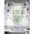 thumbnail image 2 of Navy Blue Flowers Sheer Curtains 72 Inch Length 2 Panels Set Window Treatments, Spring Floral Elegant Pastoral Watercolor Rod Pocket Semi Curtains for Living Room/Bedroom/Kitchen Décor, 104"W x 72"L, 2 of 7