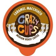 Crazy Cups Flavored Coffee for Single Serve Keurig K-Cups Machines, Caramel Macchiato, Hot or Iced, Medium Roast in Recyclable Pods, Brown, 22 Count