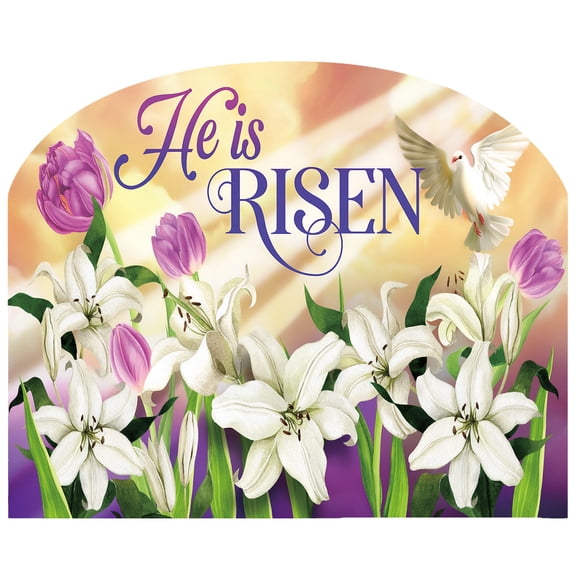 Briarwood Lane Easter Art Sign 8.25x10.25 He Is Risen Lillies For Easter Art Sign