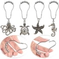 thumbnail image 3 of Ocean Shower Curtain Hooks Rings - Rust Proof Shower Curtain Hangers Set of 12, Silver Starfish Seahorse Turtle Octopus Sea Animals Decorative Bathroom Accessories Set, Beach Ocean Theme Decor, 3 of 3