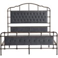 thumbnail image 3 of TOYTEXX Queen Metal Bed Frame with Tufted Boucle Headboard, Wooden Slats, No Box Spring, Dark Grey, 3 of 6