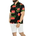 thumbnail image 2 of LA LEELA Men's Hawaiian Shirts Short Sleeve Button Down Shirt Floral Shirt Men Casual Beach Vacation Hawaii Island Shirts for Men Funny XL Hibiscus Palm Leaves, Blacks From Kids, 2 of 6