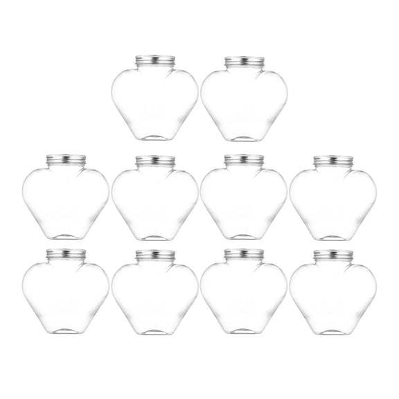 twisto Lot de 10 Bouteilles de Jus Réutilisables en Forme de Cœur avec Motif de Dessin Animé pour Boissons Maison, Idéal pour Milkshakes et Jus, Sorties Directes du Réfrigérateur.