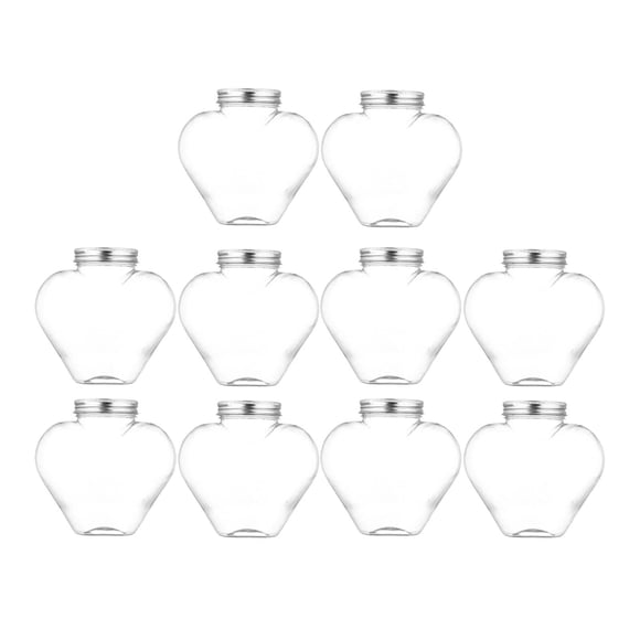 twisto Pack of 10 Reusable, Heart-shaped Juice Bottles with Cartoon Design for Homemade Drinks, Ideal for Milkshakes And Juices Straight From The Fridge.