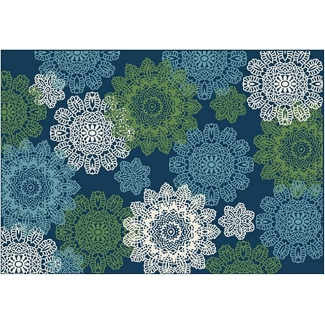 Great American Distributors IOFN.05.NV.5X8 5 x 8 ft. Island Breeze Posey Floral & Botanical Rug, Navy & Cream