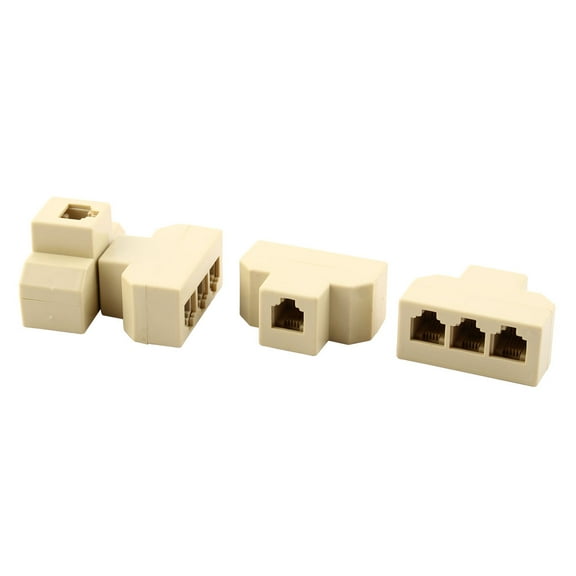 Plastic RJ11 1 to 3 Female Telephone Cable Line Ethernet Connector Splitter 4pcs