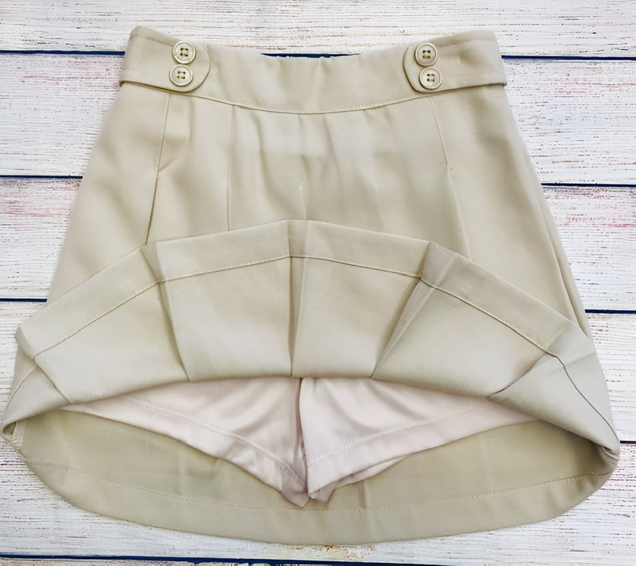 Unik Girl Uniform Skirt with Built in Shorts, Khaki Size 8