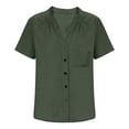 thumbnail image 5 of Fall Fashion Must Haves Womens Christmas T Shirts Funny Christmas Celebration Blouse Long Sleeve V Neck Shirt Top with Buttons Fall Clothes My Items, 5 of 6