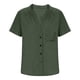 thumbnail image 4 of Craaazy Women's Casual V-Neck Blouse, Solid Color Cotton Linen Short Sleeve Top, Comfy Chest Pocket Shirts for Daily Wear Gifts, 4 of 6