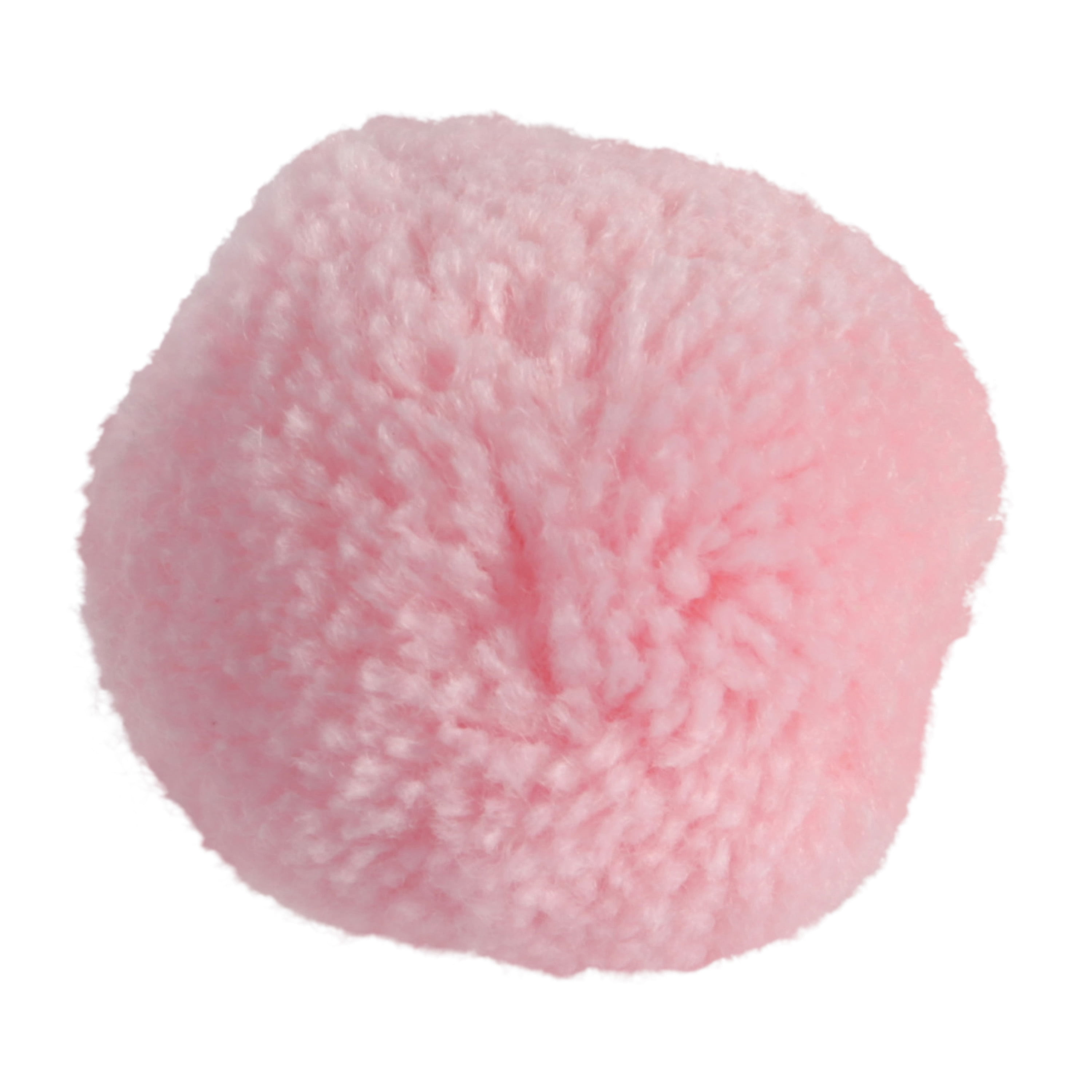 Offray Pink, Acrylic Yarn Pom-Poms, 6 Count, Size: 1 1/2" Diameter, Hand Made