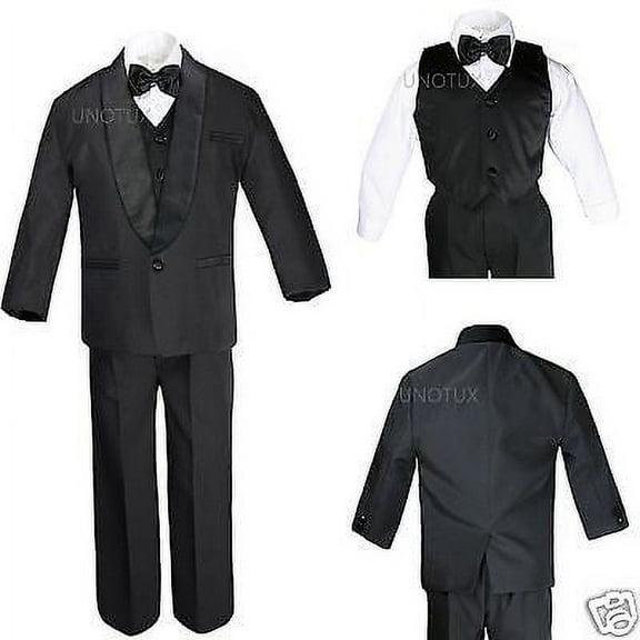 Baby Toddler Kid Teen Boy Wedding Formal Shawl Lapel Tuxedo Black Suit S-4T 5-18