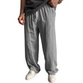 thumbnail image 4 of Ceisia Men's Cotton-Linen Blend Loose Straight Leg Casual Pants with Elastic Drawstring Waist & Pockets Gray S Gifts, 4 of 6