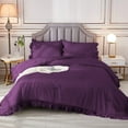 thumbnail image 5 of 5 Piece Luxury Vintage Ruffle Pattern Comforter By D.N.G. BEDDINGS Set Premium Super Soft, All Season, 800 Thread Count 100% Egyptian Cotton King/California King Size Plum Color, 5 of 8